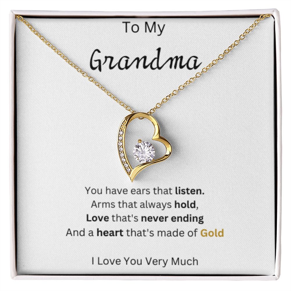Grandma - Heart of Gold - Forever Love Necklace - Give Smiles Away