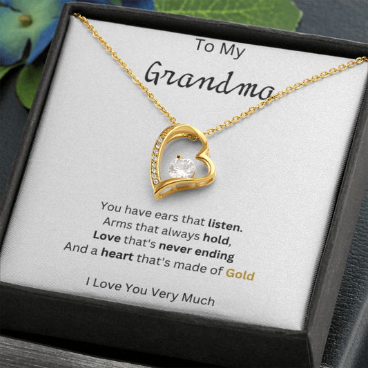 Grandma - Heart of Gold - Forever Love Necklace - Give Smiles Away